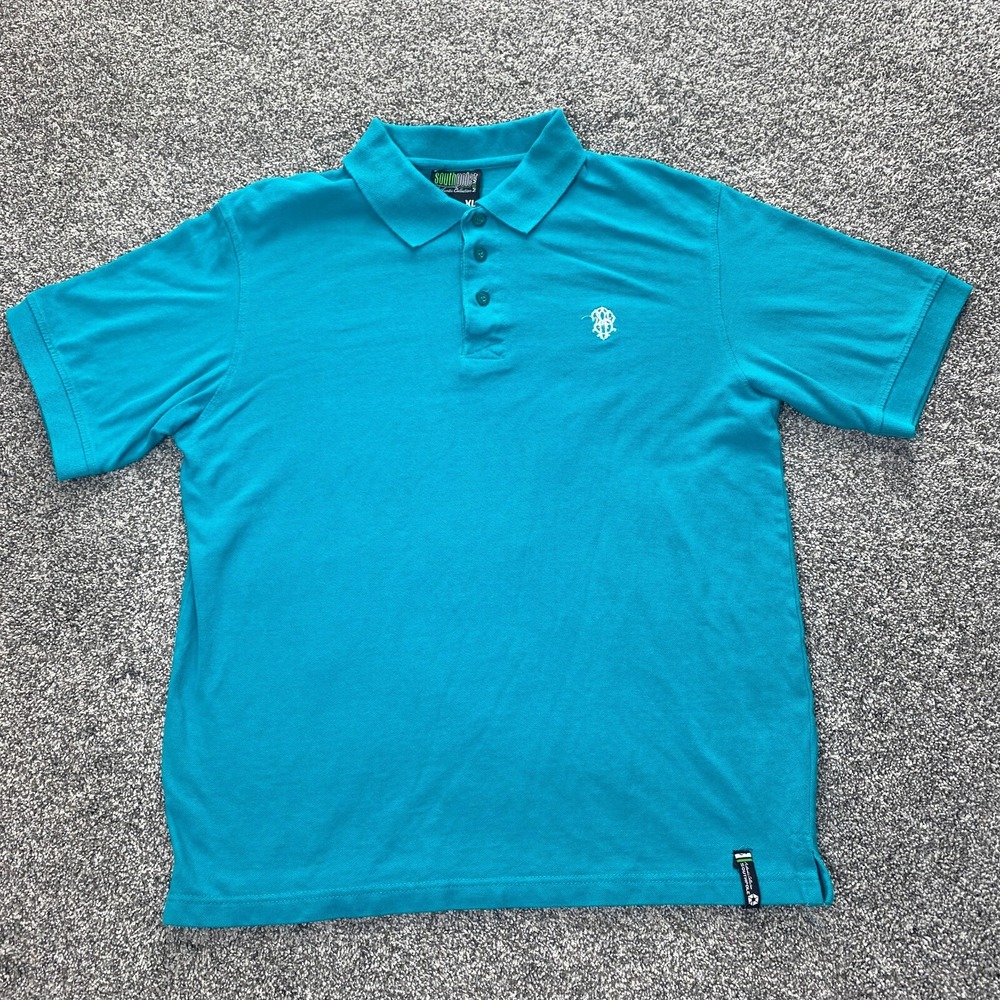 VTG Southpole Polo Shirt‎ Mens XL Blue Script Streetwear Hip Hop Rap Skate Y2K
